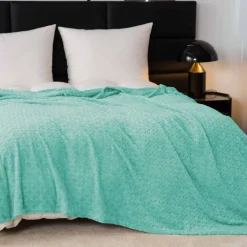Koc 160x200 cm mikrofibra Cotton World miękki ciepły pled narzuta na łóżko niebiesko-zielony KHT-59
