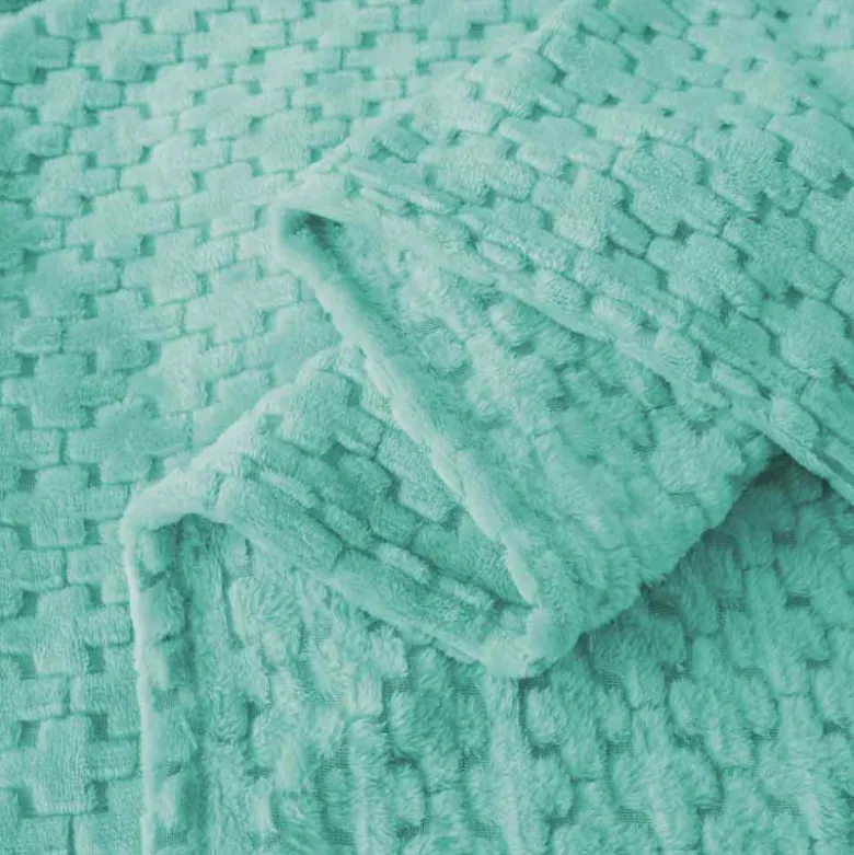 Koc 160x200 cm mikrofibra Cotton World miękki ciepły pled narzuta na łóżko niebiesko-zielony KHT-59