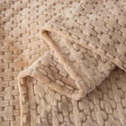 Koc 160x200 cm mikrofibra Cotton World miękki ciepły pled narzuta na łóżko beżowy KHT-56