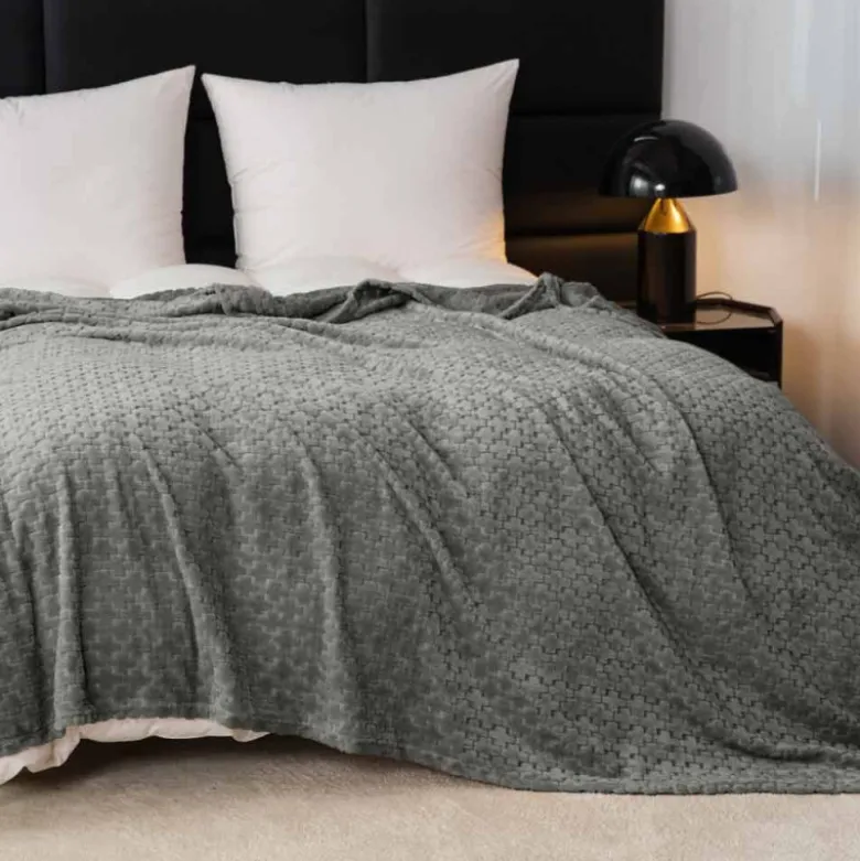 Koc 160x200 cm mikrofibra Cotton World miękki ciepły pled narzuta na łóżko beżowy KHT-58