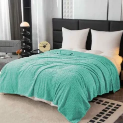 Koc 200x220 cm mikrofibra Cotton World miękki ciepły pled narzuta na łóżko niebiesko-zielony KHT-59