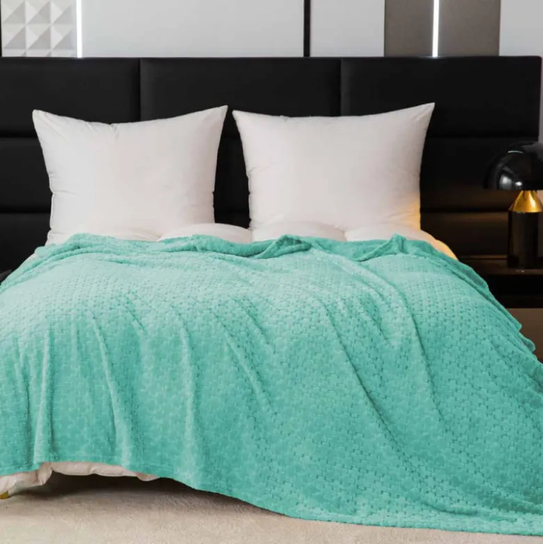 Koc 200x220 cm mikrofibra Cotton World miękki ciepły pled narzuta na łóżko niebiesko-zielony KHT-59