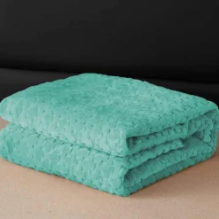 Koc 200x220 cm mikrofibra Cotton World miękki ciepły pled narzuta na łóżko niebiesko-zielony KHT-59