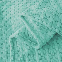 Koc 200x220 cm mikrofibra Cotton World miękki ciepły pled narzuta na łóżko niebiesko-zielony KHT-59
