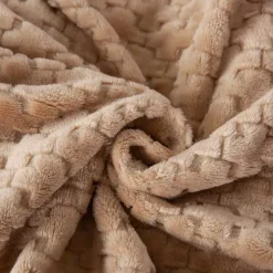 Koc 200x220 cm mikrofibra Cotton World miękki ciepły pled narzuta na łóżko beżowy KHT-56