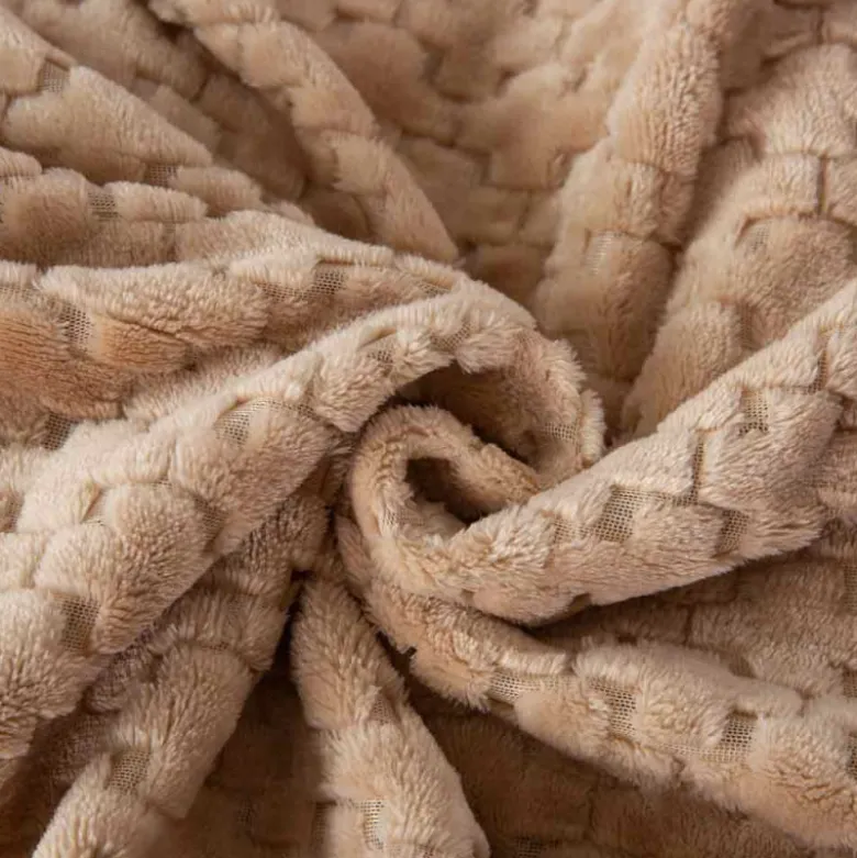 Koc 200x220 cm mikrofibra Cotton World miękki ciepły pled narzuta na łóżko beżowy KHT-56