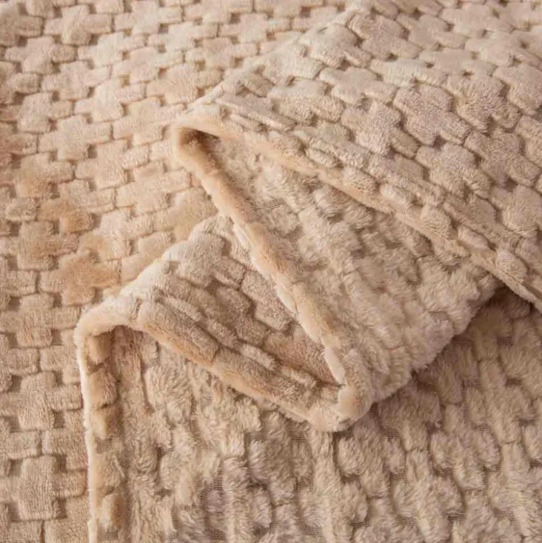 Koc 200x220 cm mikrofibra Cotton World miękki ciepły pled narzuta na łóżko beżowy KHT-56