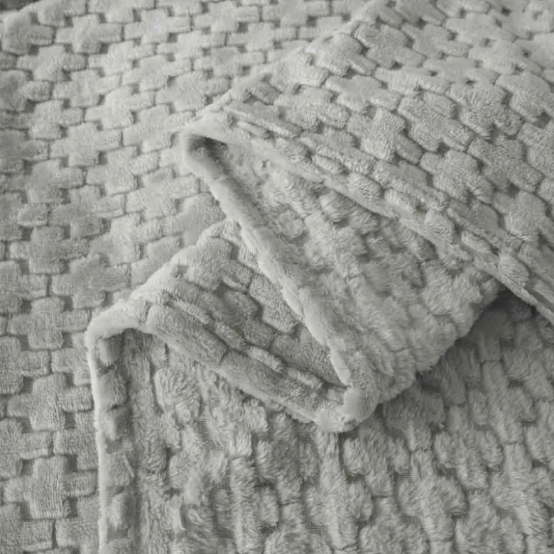 Koc 200x220 cm mikrofibra Cotton World miękki ciepły pled narzuta na łóżko srebrno-szary KHT-57