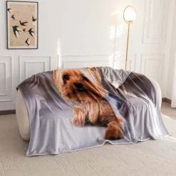 Koc z realistycznym nadrukiem 160x200 miękki pled narzuta na łóżko Cotton World KSM 88 wzór piesek