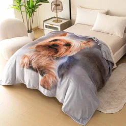 Koc z realistycznym nadrukiem 160x200 miękki pled narzuta na łóżko Cotton World KSM 88 wzór piesek