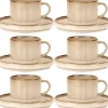 Komplet 6 filiżanek ze spodkami porcelanowych GierekHoff Evie 250 ml do kawy herbaty zestaw kremowe retro