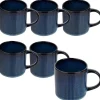 Komplet 6 kubków porcelanowych Florina Evia Blue 330 ml do kawy herbaty zestaw niebieskie modern