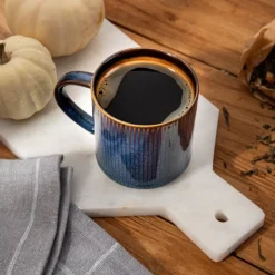 Komplet 6 kubków porcelanowych Florina Evia Blue 330 ml do kawy herbaty zestaw niebieskie modern