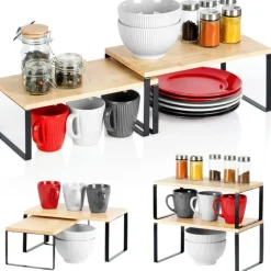 Komplet 2 półek kuchennych 33,5x19,5x16 cm / 33,5x18,5x13,5 cm organizer stojak Orion