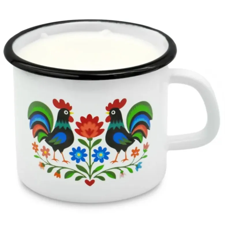 Kubek emaliowany 1200 ml do kawy herbaty biały stal Folk Tragar