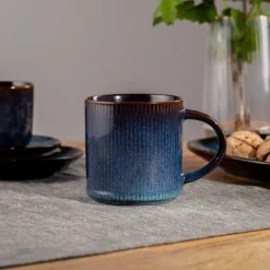 Kubek 330 ml porcelanowy Florina Evia Blue do kawy herbaty niebieski modern