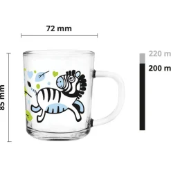 Kubek szklany dla dziecka 220 ml małe szklaneczki Tola zestaw 3 sztuk Zwierzaki Glasmark