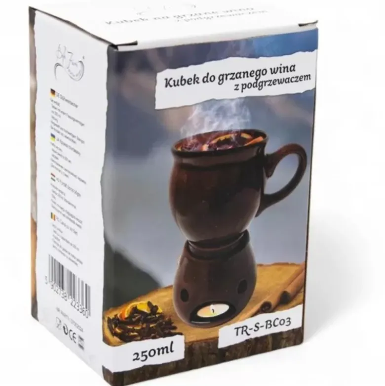 Kubek z podgrzewaczem na grzane wino piwo 250 ml Kubek kamionkowy do grzańca góralski SBC03