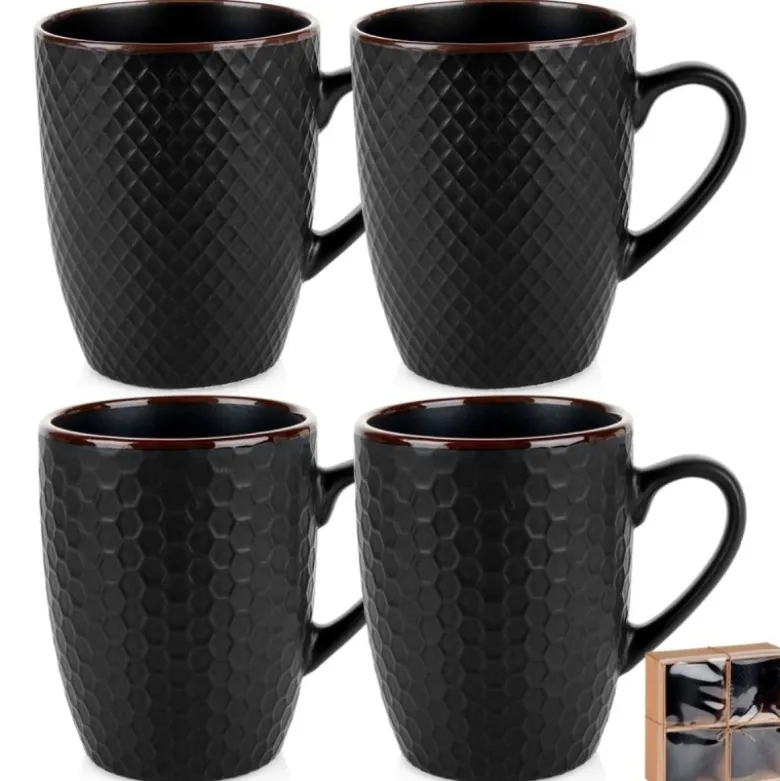 Kubki ceramiczne 400 ml zestaw 4 sztuk kubek z uchwytem pudełko prezentowe Vilde