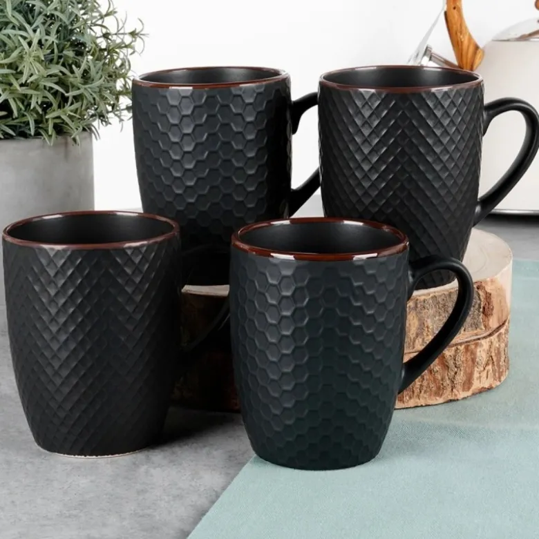 Kubki ceramiczne 400 ml zestaw 4 sztuk kubek z uchwytem pudełko prezentowe Vilde