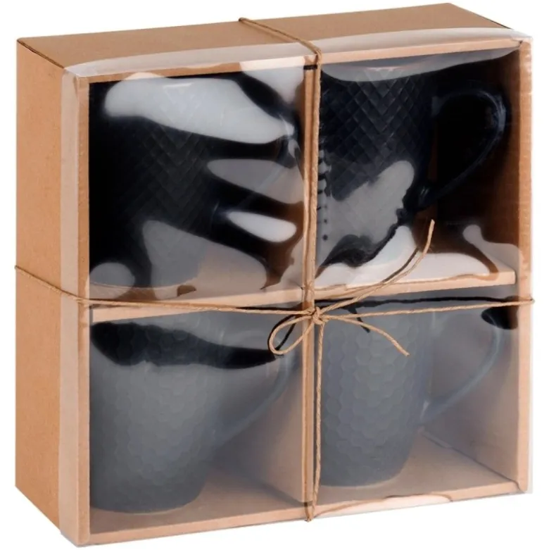 Kubki ceramiczne 400 ml zestaw 4 sztuk kubek z uchwytem pudełko prezentowe Vilde