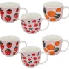 Kubki porcelanowe Florina Owocówki 400 ml zestaw 6 kubków białe wzór owoce