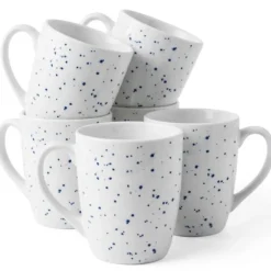 Kubki porcelanowe 430 ml komplet 6 kubków Hello Blue niebieskie nakrapiane