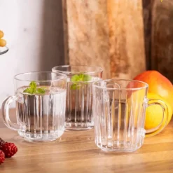 Kubki ryflowane 230 ml Altom Venus do kawy i herbaty szklane zestaw 6 sztuk