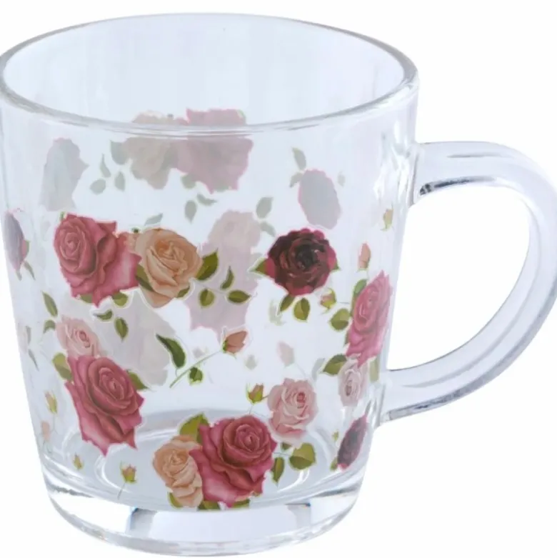 Kubki szklane 350 ml Altom Róża zestaw 6 sztuk szklanka z uchwytem pudełko prezentowe