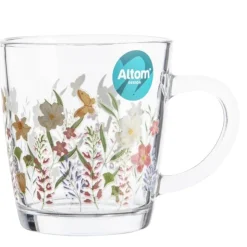 Kubki szklane 350 ml Altom Toronto w kwiaty szklanka z uchwytem zestaw 6 szt