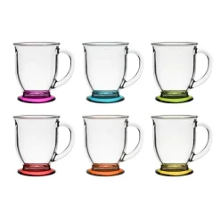 Kubki z uchem Kubas Glasmark kolorowe dno 400 ml zestaw 6 kubków