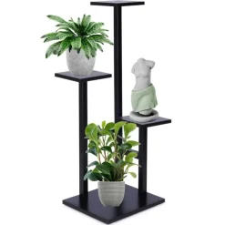 Kwietnik metalowy 84 cm czarny 4-poziomowy stojak na kwiaty i dekoracje Vilde
