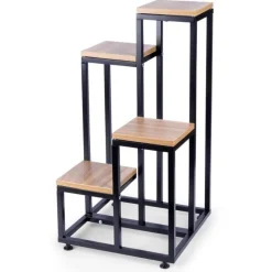 Kwietnik metalowy 69 cm czarny 4-poziomowy stojak na kwiaty i dekoracje Vilde