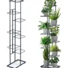 Kwietnik metalowy 142 cm czarny 8-poziomowy stojak na kwiaty i dekoracje Vilde