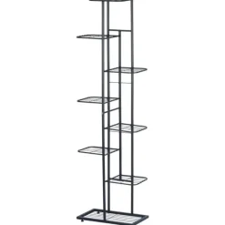Kwietnik metalowy 142 cm czarny 8-poziomowy stojak na kwiaty i dekoracje Vilde
