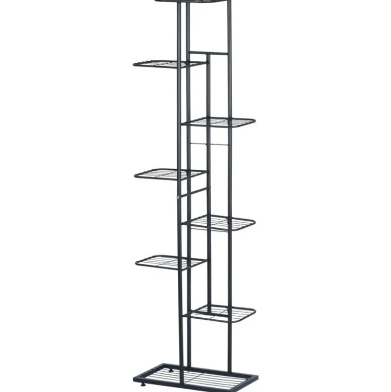 Kwietnik metalowy 142 cm czarny 8-poziomowy stojak na kwiaty i dekoracje Vilde