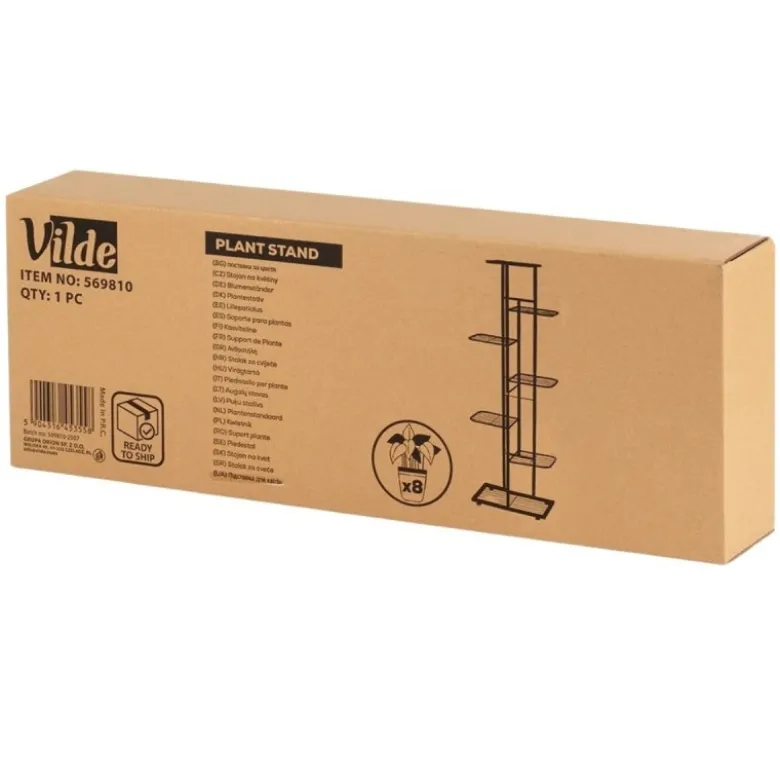 Kwietnik metalowy 126 cm czarny 7-poziomowy stojak na kwiaty i dekoracje Vilde
