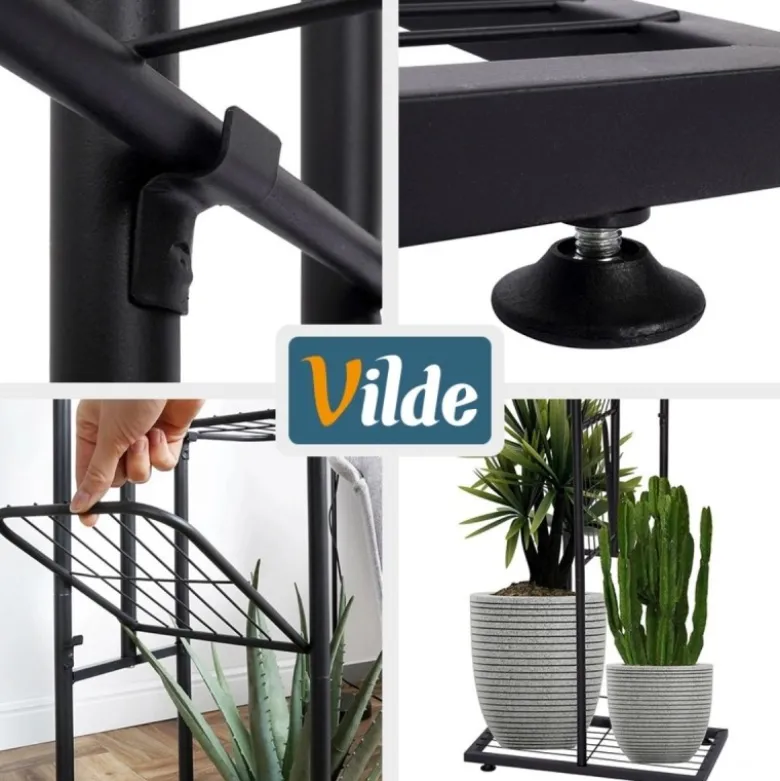 Kwietnik metalowy 126 cm czarny 7-poziomowy stojak na kwiaty i dekoracje Vilde
