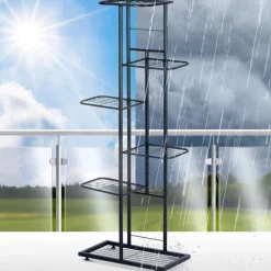 Kwietnik metalowy 106 cm czarny 6-poziomowy stojak na kwiaty i dekoracje Vilde