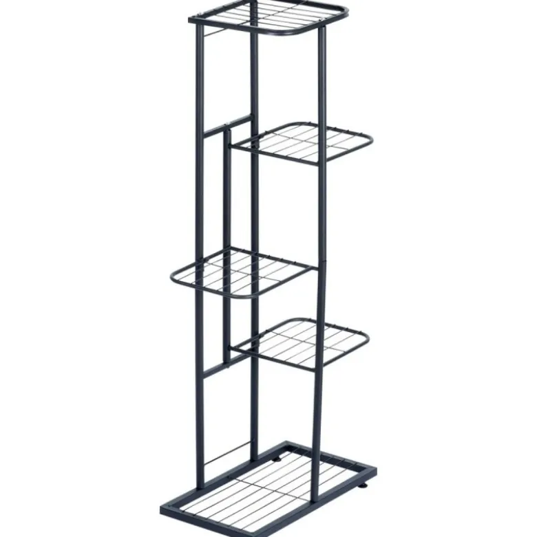Kwietnik metalowy 96 cm czarny 5-poziomowy stojak na kwiaty i dekoracje Vilde