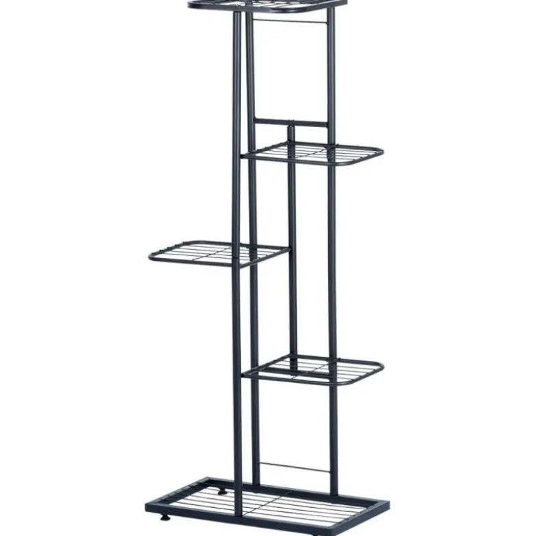 Kwietnik metalowy 96 cm czarny 5-poziomowy stojak na kwiaty i dekoracje Vilde