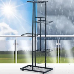 Kwietnik metalowy 96 cm czarny 5-poziomowy stojak na kwiaty i dekoracje Vilde