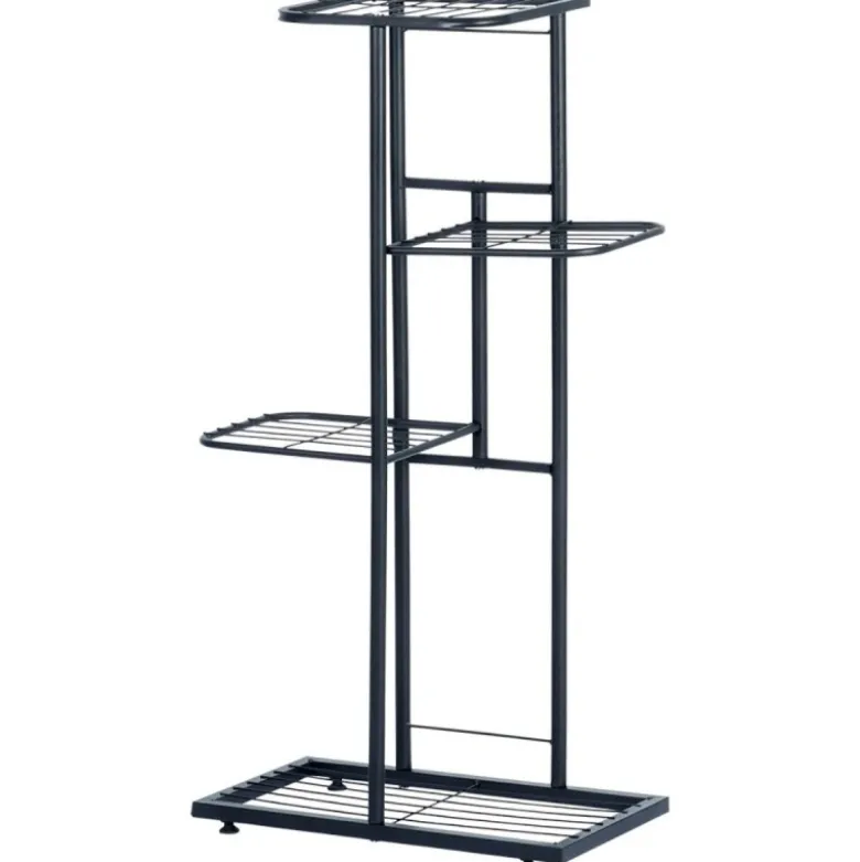 Kwietnik metalowy 80 cm czarny 4-poziomowy stojak na kwiaty i dekoracje Vilde