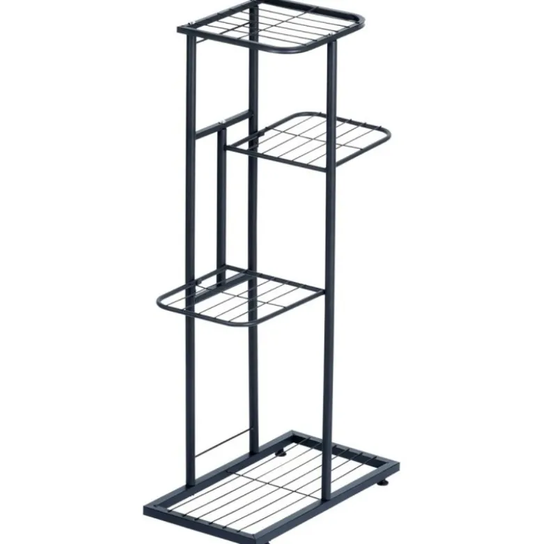 Kwietnik metalowy 80 cm czarny 4-poziomowy stojak na kwiaty i dekoracje Vilde