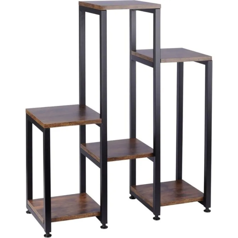 Kwietnik metalowy 80 cm czarny 6-poziomowy stojak na kwiaty i dekoracje Vilde