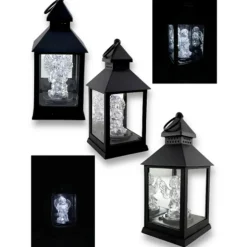 Lampion dekoracyjny z aniołkiem 10x10x26 cm latarenka mała czarna znicz Cortina