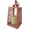 Lampion dekoracyjny z przeszklonymi ściankami 10x10x19 cm latarenka ażurowa mała znicz Rose Tan Cortina