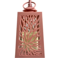 Lampion dekoracyjny z przeszklonymi ściankami 10x10x19 cm latarenka ażurowa mała znicz Rose Tan Cortina