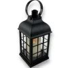 Lampion dekoracyjny z przeszklonymi ściankami w kratkę 10x10x25 cm latarenka czarna znicz Cortina