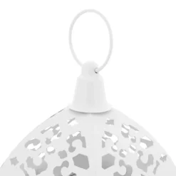 Lampiony latarnie ozdobne ażurowe 31/42 cm Altom Design latarenki metalowe białe zestaw 2 szt.